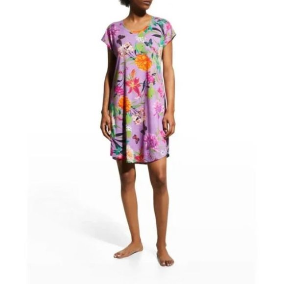 Johnny Was Goza Purple Flowers Sleep Robe Lounge Wear Floral Butterfly Pink NEW - Picture 7 of 8